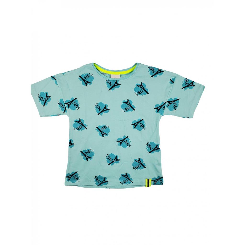 Хлопковая летняя футболка с принтом для девочек из чесаного хлопка Eiffel Paris