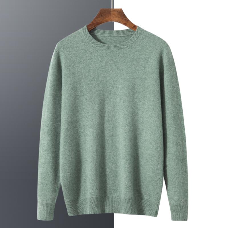 Men's Round Neck Sweater Qinghe Cashmere 100% Cashmere Men's Autumn and Winter Cashmere Soft and Warm