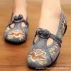 Vintage Traditional Style Women Soft Loafers Spring Autumn Slip On Cotton Fabric Flats Comfort Chinese Embroidered Shoes