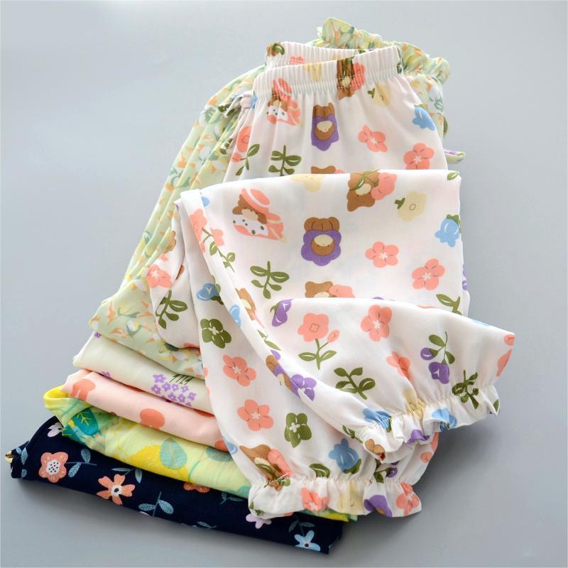 Детские повседневные брюки от комаров, летние тонкие брюки для сна для девочек, свободные внешние брюки-фонарики