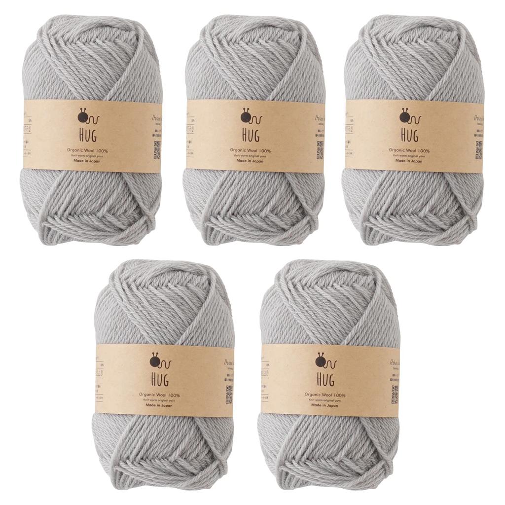 Пряжа Knitworm Органическая шерсть HUG Средняя 30 г Сделано из Серой Пряжи, Набор из 5 мотков, Бренд, Вес, (приблизительно. 92м), Япония, Цвет