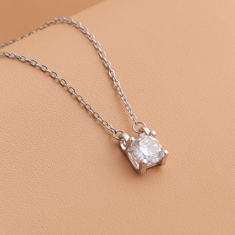 Best Selling Classic Design Geometric Fashion Jewelry Stainless Steel Gold Plated Zircon Pendant Woman Luxury Necklace