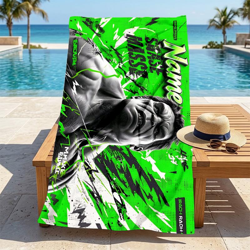 Custom Name Hulk Power Stylish printed beach towel,a quick-drying, absorbent mat suitable for the beach, pool, gym, and travel fans gift