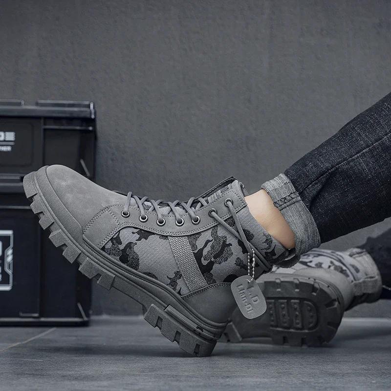 Мужские высокие ботинки на плоской подошве, легкие походные ботинки для улицы, черные походные ботинки, кроссовки для бега, тенниса, ходьбы, мотоциклетные