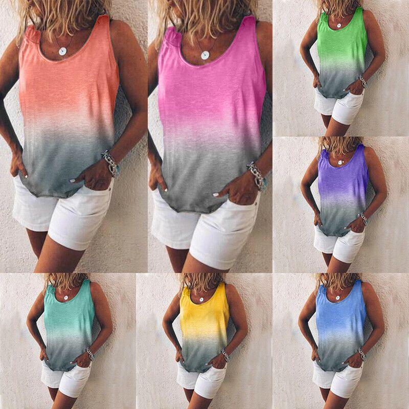Стильный женский безрукавный градиентный жилет-майка, идеально подходящий для повседневных летних прогулок