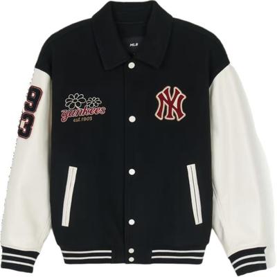 MLB Нью-Йорк Янкис Varsity Однобортная Куртка с Воротником с Отворотами и Длинным Рукавом Унисекс Куртка Черная 3AJPV1446-50BKS
