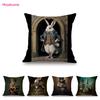 Alice Wonderland Rabbit Cat Lovely Cute Cartoon Character Home Decoration Sofa Throw Pillow Case Cotton Linen Car Cushion Cover