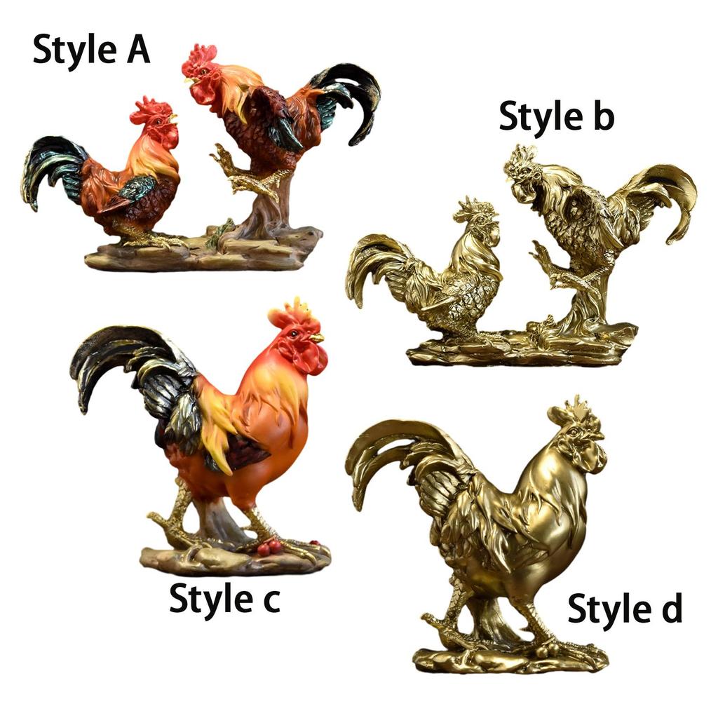 Фигурка цыпленка из смолы, приносящая удачу, декоративная скульптура петуха, статуэтка петуха для новогодней вечеринки, украшения для стола в отеле