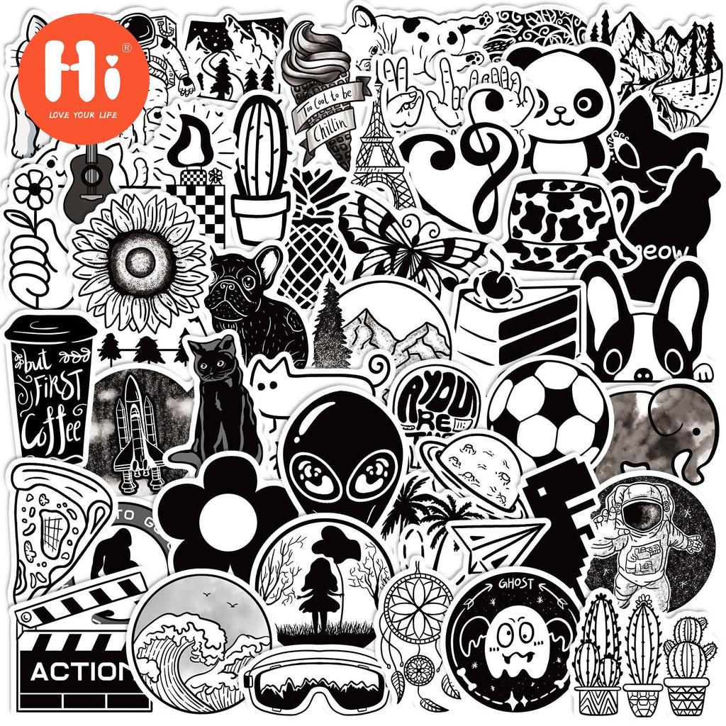 50 шт. новые трансграничные креативные черно-белые наклейки с граффити