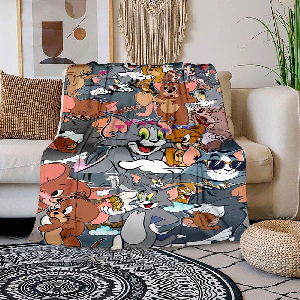 "Tom & Jerry Adventure: Classic Cartoon Characters Phone Case Cover"Blanket Flannel Throw Blanket for Sofa, Bed, Travel, Camping, Office