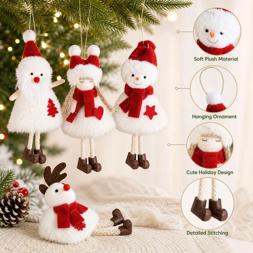 Angel Doll Hanging Plush Ornament Snowman Pattern Christmas Hanging Doll Christmas Tree Decor