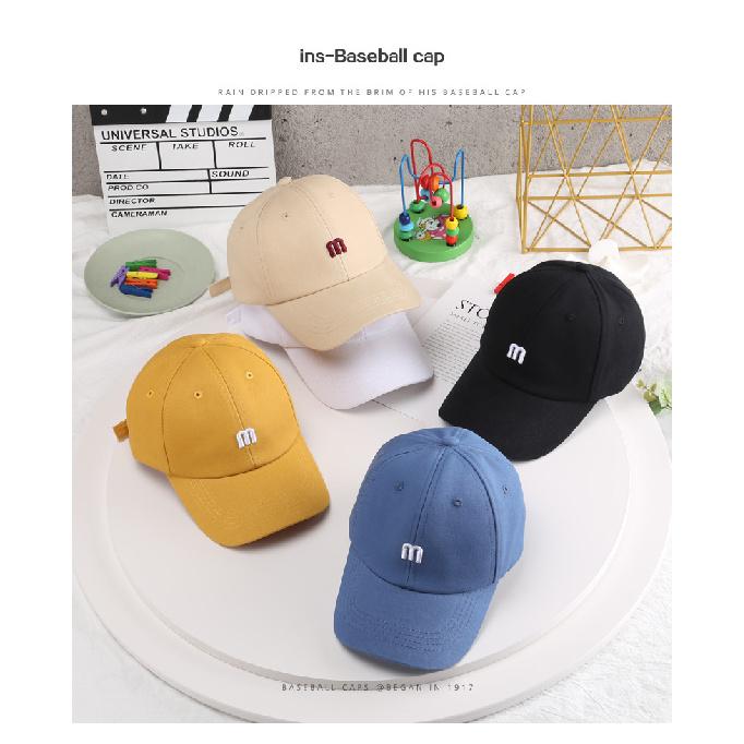 Hat parent-child simple M letter embroidered baseball cap sun protection breathable unisex baby duckbill cap