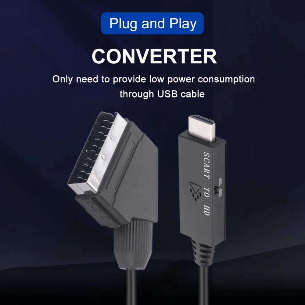 1M Переключатель Конвертер Scart в HDMI-совместимый 1080P Видео Конвертер Адаптер DC 5V Micro USB Кабель Аксессуары для Приставки