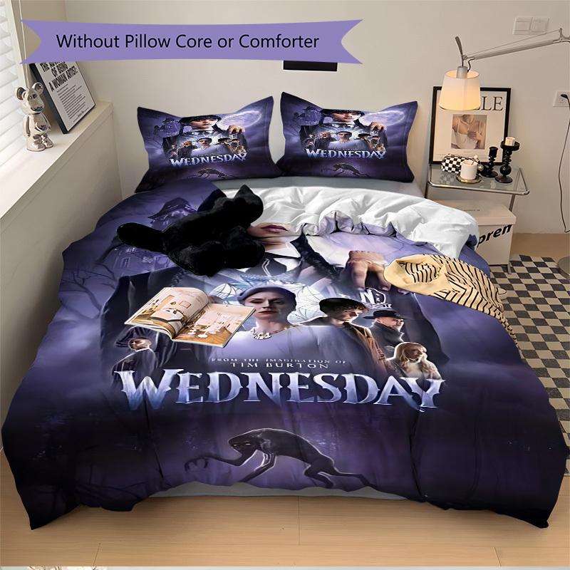 3pcs Wednesday Addams Duvet Cover Set, 1 Duvet Cover + 2 Pillowcases (No Insert), High-Definition Print, Home & Dorm Set yy251208070