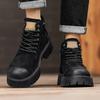 Thick Soled Autumn and Winter Men's Boots Trendy British Retro Style Business Office Quality Adult Warm High Top Shoes New