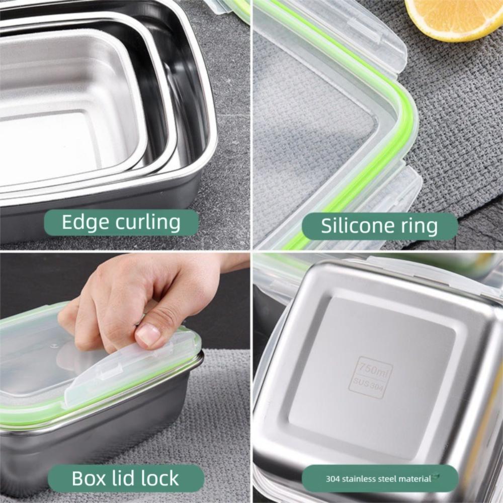 Leak-proof Fresh-keeping Box Stainless Steel Refrigerator Freezer Storage Box Kitchen Accessories
