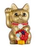 Счастливый кот Waraku Medetai Right Hand Cat Счастливый кот Maneki Cat Украшение фэн-шуй, коробка для пожертвований, золото (M-SIZE Золотой) Поднятый/Керамика_Счастливый (тай_М