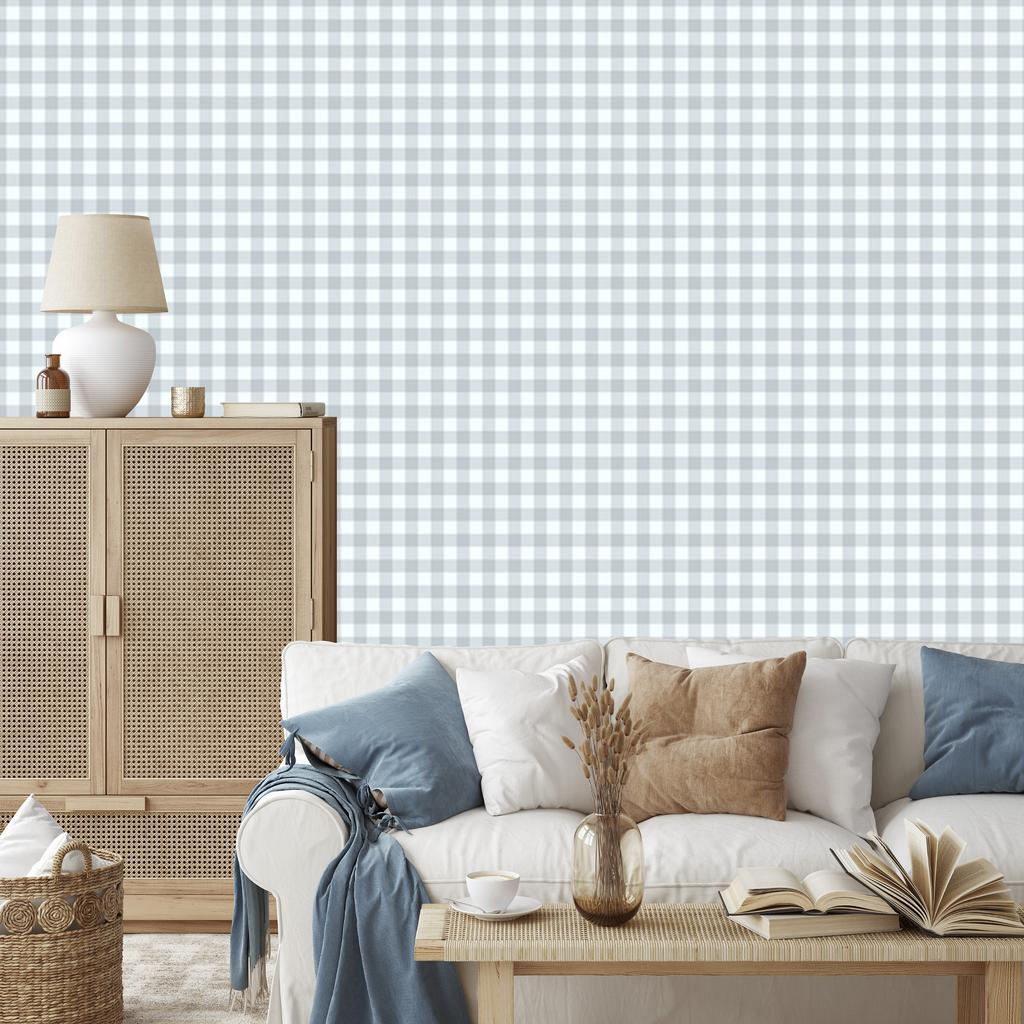 Wallpaper Fabric Pattern Light Gray and White, Light Gray Background 50x1000