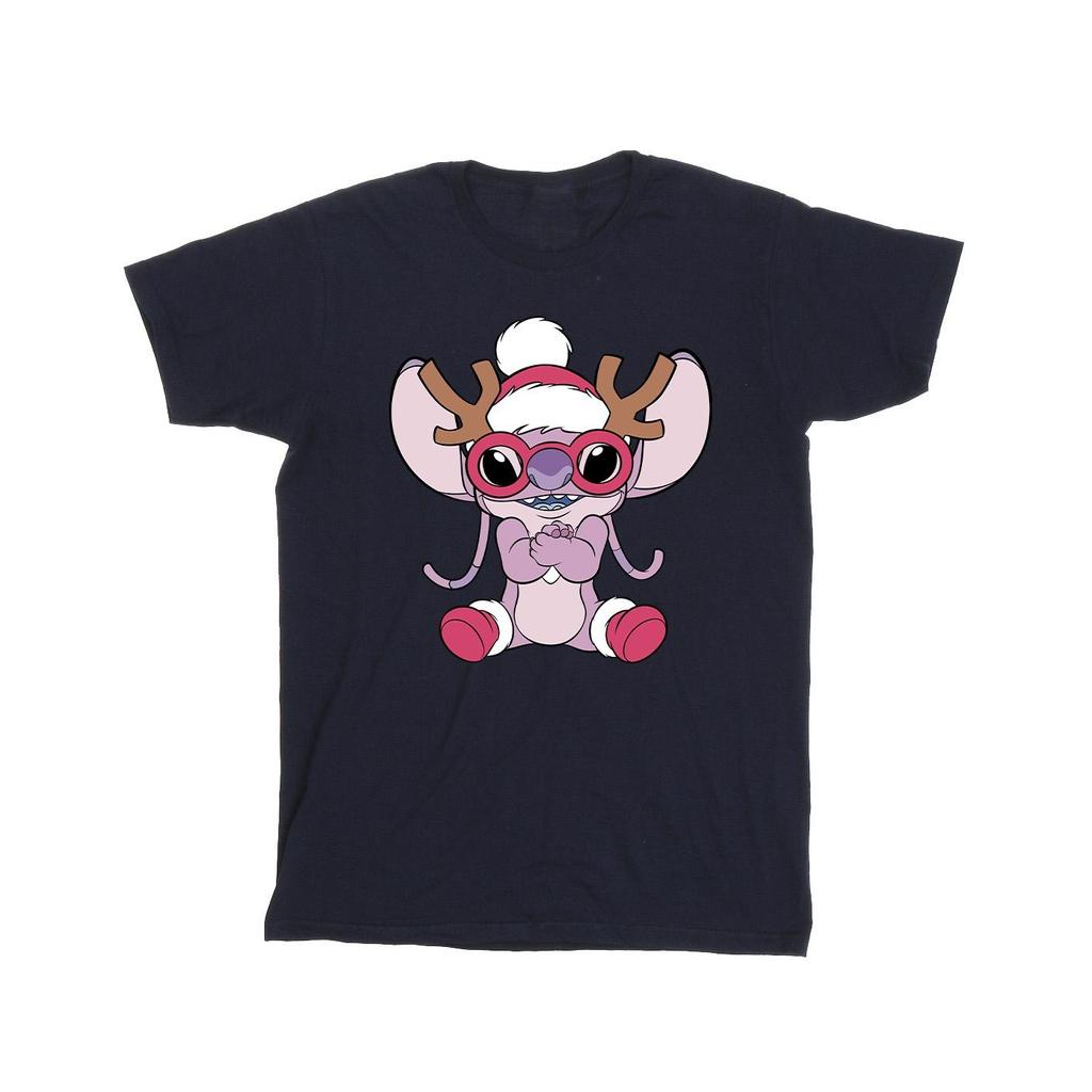 Disney Mens Lilo & Stitch Angel Reindeer T-Shirt