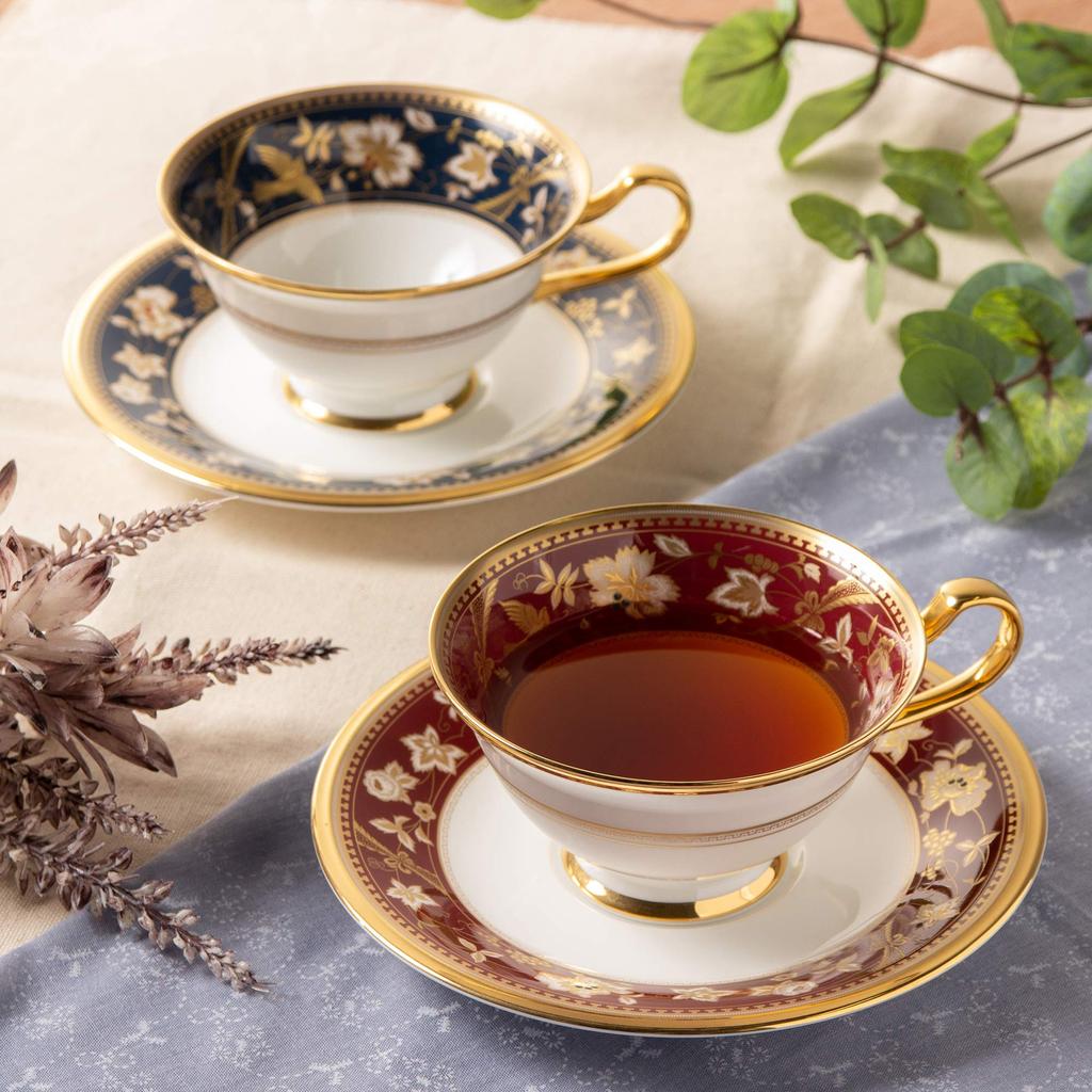 Noritake Cup Saucer pair coffee and 220cc Sublime 2 customers Navy Tea Bone China & (color-changing set) (for tea) Blue/Shrimp Y6988/4403-12