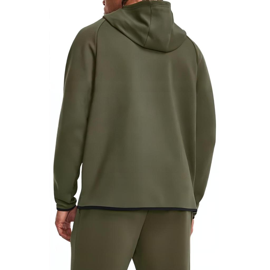 Under Armour Однотонная толстовка с логотипом бренда и полумолнией, мужские толстовки с капюшоном, зеленая 1379811-390
