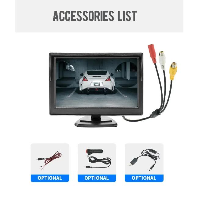 KTYDKP 5 Inch Car AHD Monitor Screen with 2 Way Video Input 5" TFT Display for Rear View Camera Vehicle Parking Reverse Backup