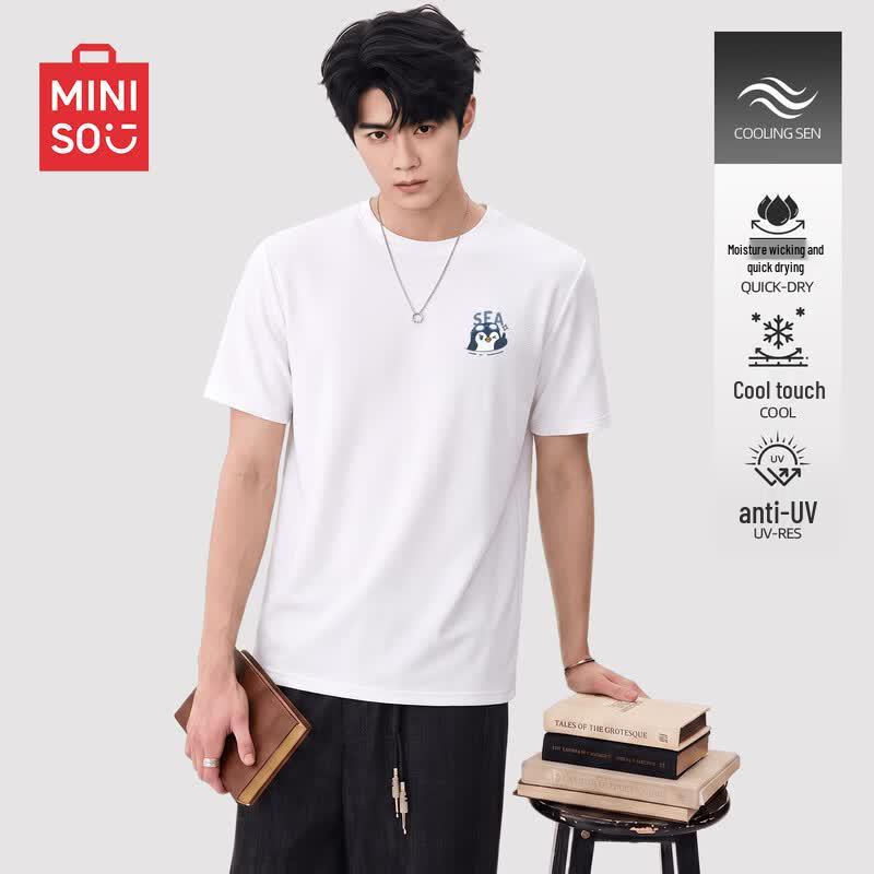 MINISO Мужская футболка в японском стиле, свободный крой, короткий рукав