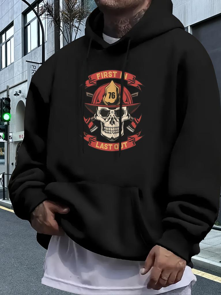 Lingmo Yun Graphic Print hoodie Sweatshirt - Skull & Flames Design