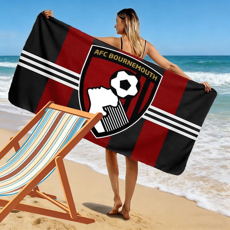 Пляжное полотенце с принтом AFC Bournemouth, Большое, Мягкое, Быстросохнущее, для Пляжа, Кемпинга, Плавания