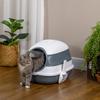 Foldable Cat Litter Tray with Lid, Deodorant, Scoop, White