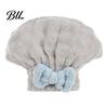 Fast Drying Hair Towel Wrap with Bow, Women Microfiber Turban, Lightweight Turban for Bath Anti-Frizz Absorbent Long Thick Curly Coral Fleece