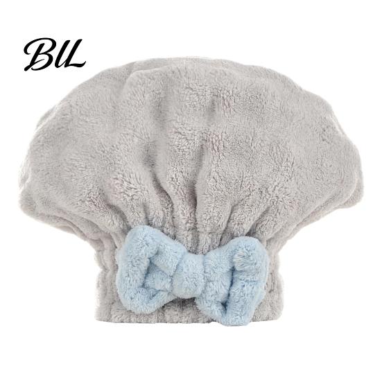 Fast Drying Hair Towel Wrap with Bow, Women Microfiber Turban, Lightweight Turban for Bath Anti-Frizz Absorbent Long Thick Curly Coral Fleece