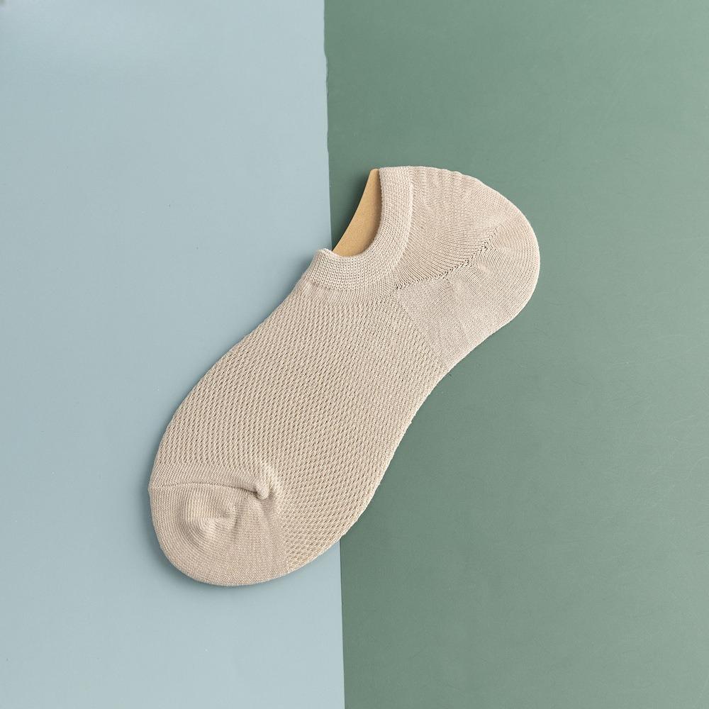 Мужские весенне-летние тонкие однотонные спортивные дышащие сетчатые носки-следки, которые не сползают