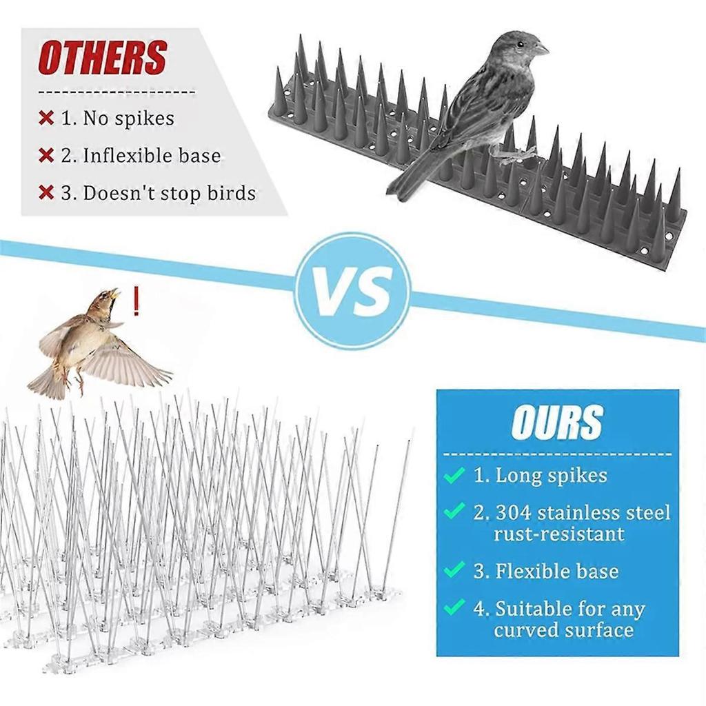 12Pcs Pigeon Spikes Stainless Steel Bird Repeller Set Deterrent Anti Bird Pigeon Squirrel Cat Repel