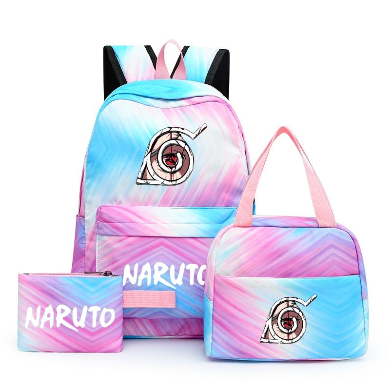 3Pcs/set Anime Naruto Backpack Back To Schoobag with Lunch Bag for Teen Gir Boy Student Bookbag Men Women Leisure Travel Bag