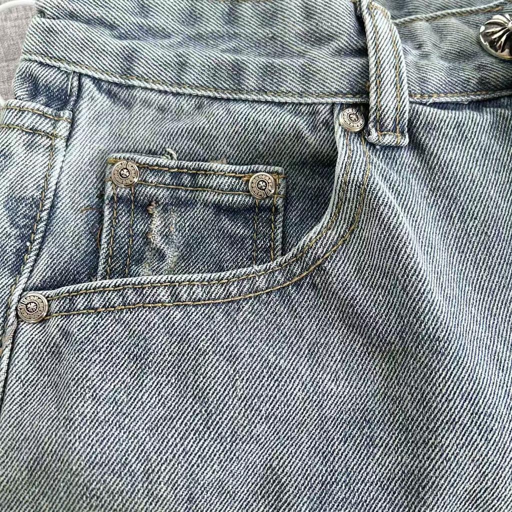 99150 CHROME HEARTS Мужские и женские модные джинсы в американском стиле с тканевыми нашивками, вышивкой, повседневные и модные уличные брюки