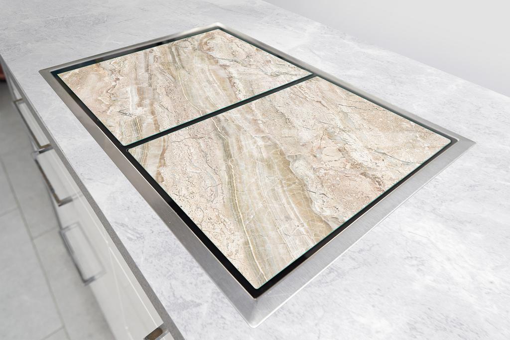 СТЕКЛЯННАЯ ЗАЩИТНАЯ ПАНЕЛЬ ДЛЯ КУХНИ 2x35x52 МРАМОР