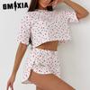 Пижама Женская Домашняя одежда С принтом Повседневная Носимая С коротким рукавом Шорты Комплект из двух предметов