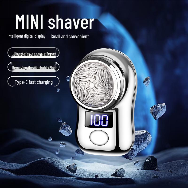 Portable Mini Electric Shaver with Power Display & Washable Beard Trimmer