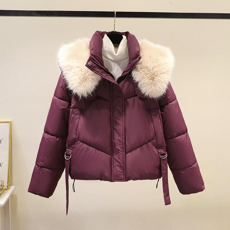 Cotton Clothes Women's 2025 New Short Thickened Large Fur Collar Padded Jacket Bread Jacket Winter Down Padded Jacket