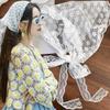Retro Lace Bandana Headband Print Hair Scarf Bohemia Triangle Headscarf White Hair Bands for Womens Girl Fashion Sweet Kerchief