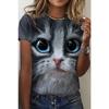 Летний топ с круглым вырезом и принтом 3D Cat, модные повседневные женские футболки с короткими рукавами