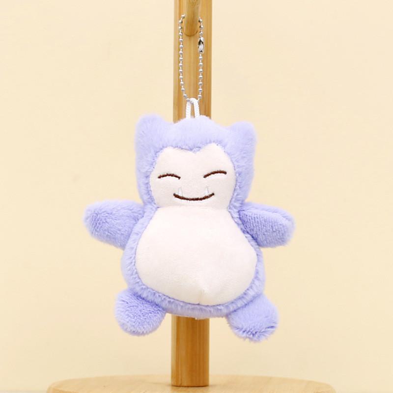 Cuddly Cartoon Snorlax Keychain Lavender And Blue Colors Soft Plush Material