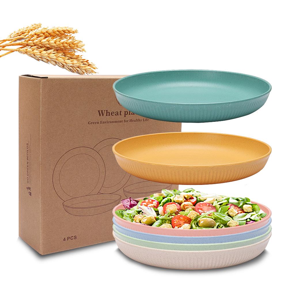 Eco-Friendly Wheat Straw Dinnerware Set: Versatile Plate for Pasta, Salad, Snacks, and Storage In Gift Box