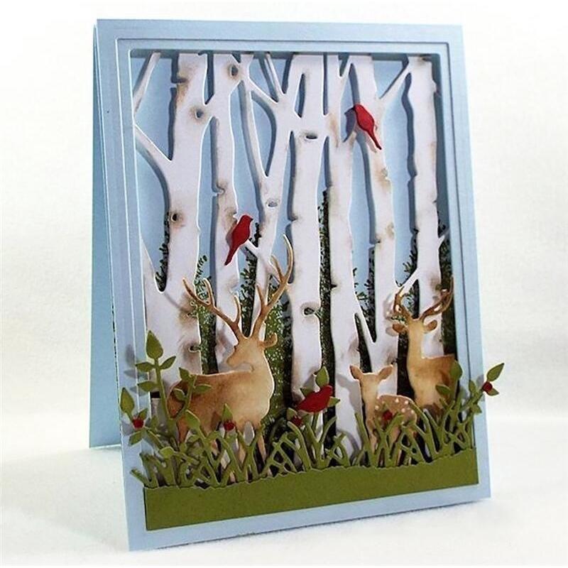 Набор металлических вырубных штампов «Олени» 3 шт./лот для DIY скрапбукинга, изготовления поздравительных открыток, тиснения бумаги, рукоделия