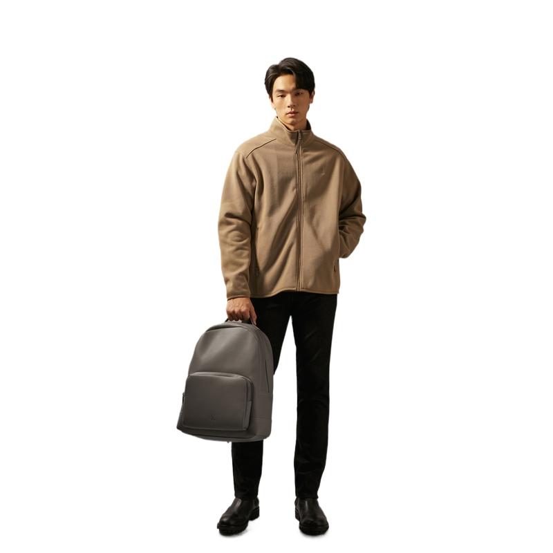 Calvin Klein Casual Commuter Letter Embossed Large Capacity Backpack Men Backpack Gray Brown 4G3044G-NZ8