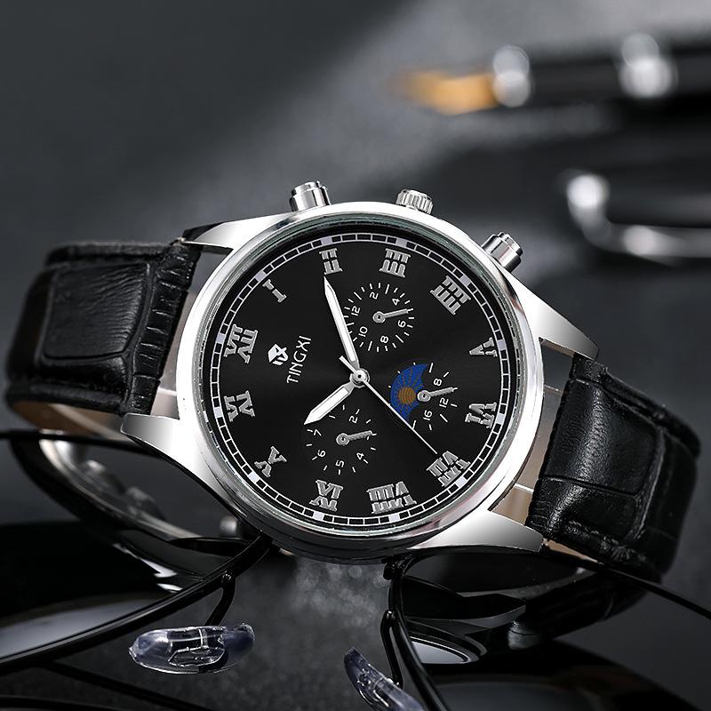 Новые деловые водонепроницаемые часы с поясом, мужские модные светящиеся часы, кварцевые часы Spot