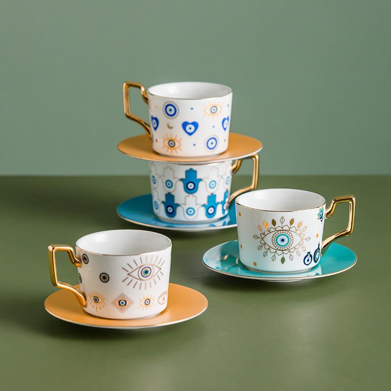 Blue Eye Ceramic Coffee cup European Fashion Coffee cup Dish Set Home Afternoon Tea Tea Cup tea cups and saucer sets coffee cup