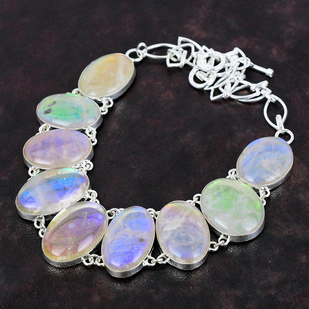 Rainbow Mystic Opal Necklace 925 Sterling Silver Necklace Adjustable Chain Necklace Fabulous Gemstone Jewelry Wedding Gift Handmade Necklace