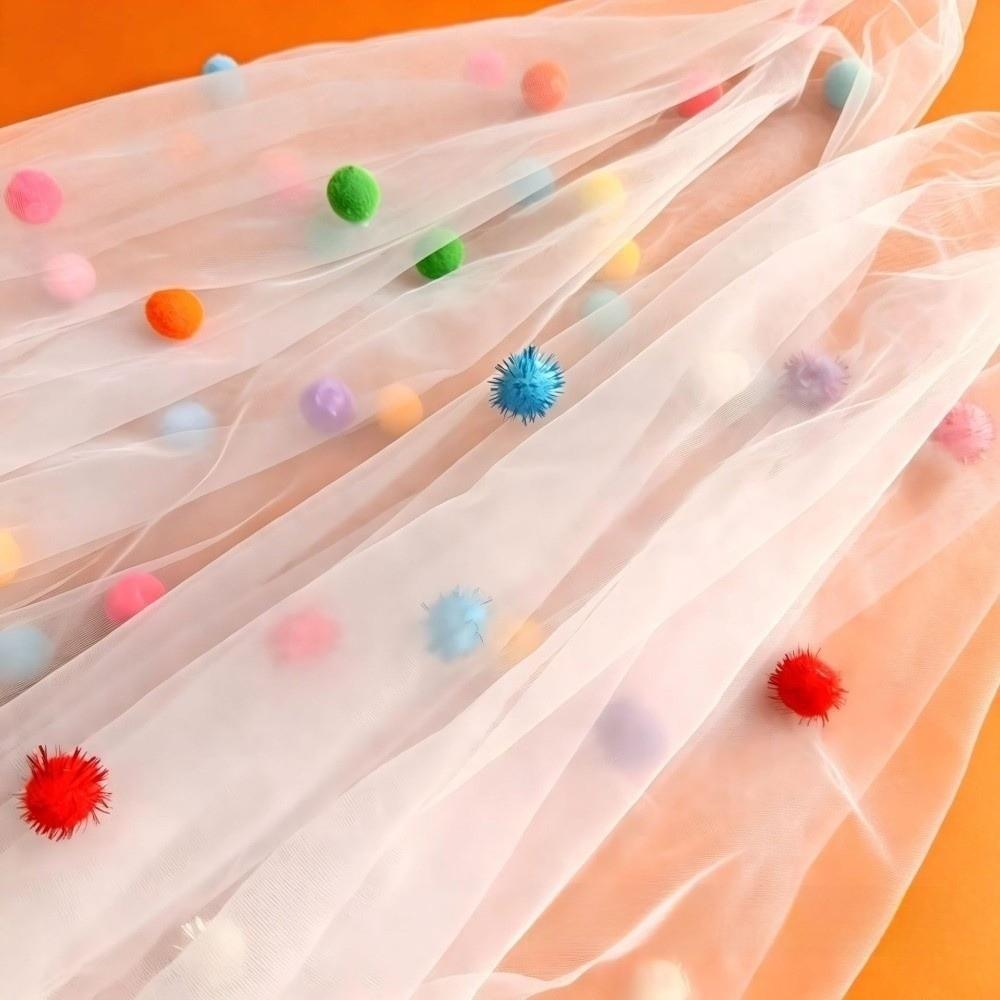 DIY 3D Pom-Poms Tablecloth Multi-purpose Gauze Tablecloth Tulle Table Runner Dining Room